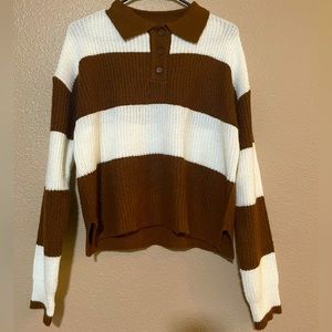 Brown and white striped sweater